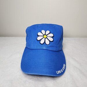 Life Is Good Hat Cap Strapback Blue Flower One Size Adjustable Outdoors Womens